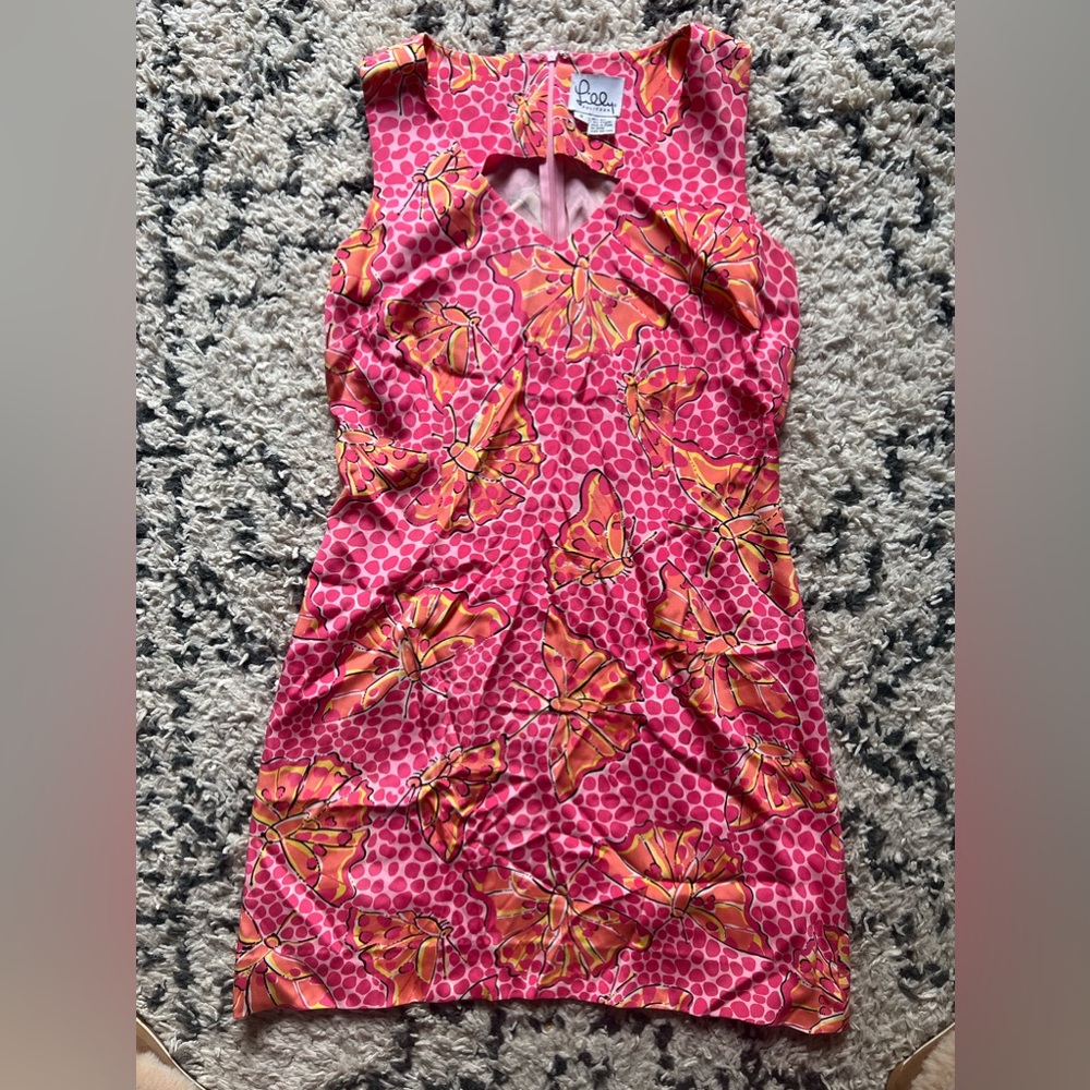 Lilly Pulitzer Size 8 Pink and Orange Butterfly Dress